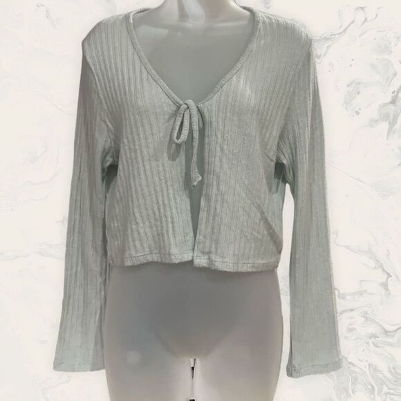 Top Shop Topshop Cozy  Rib Crop Cardigan  - Size L - Light blue - Picture 1 of 1